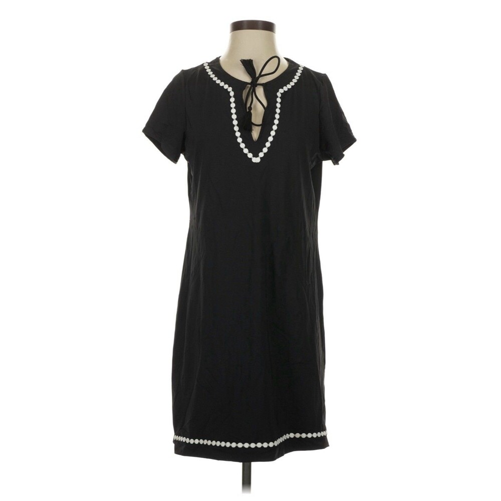 Lands End Dress Swim Shift Coverup Summer Travel Beach Cruise Black Womens L